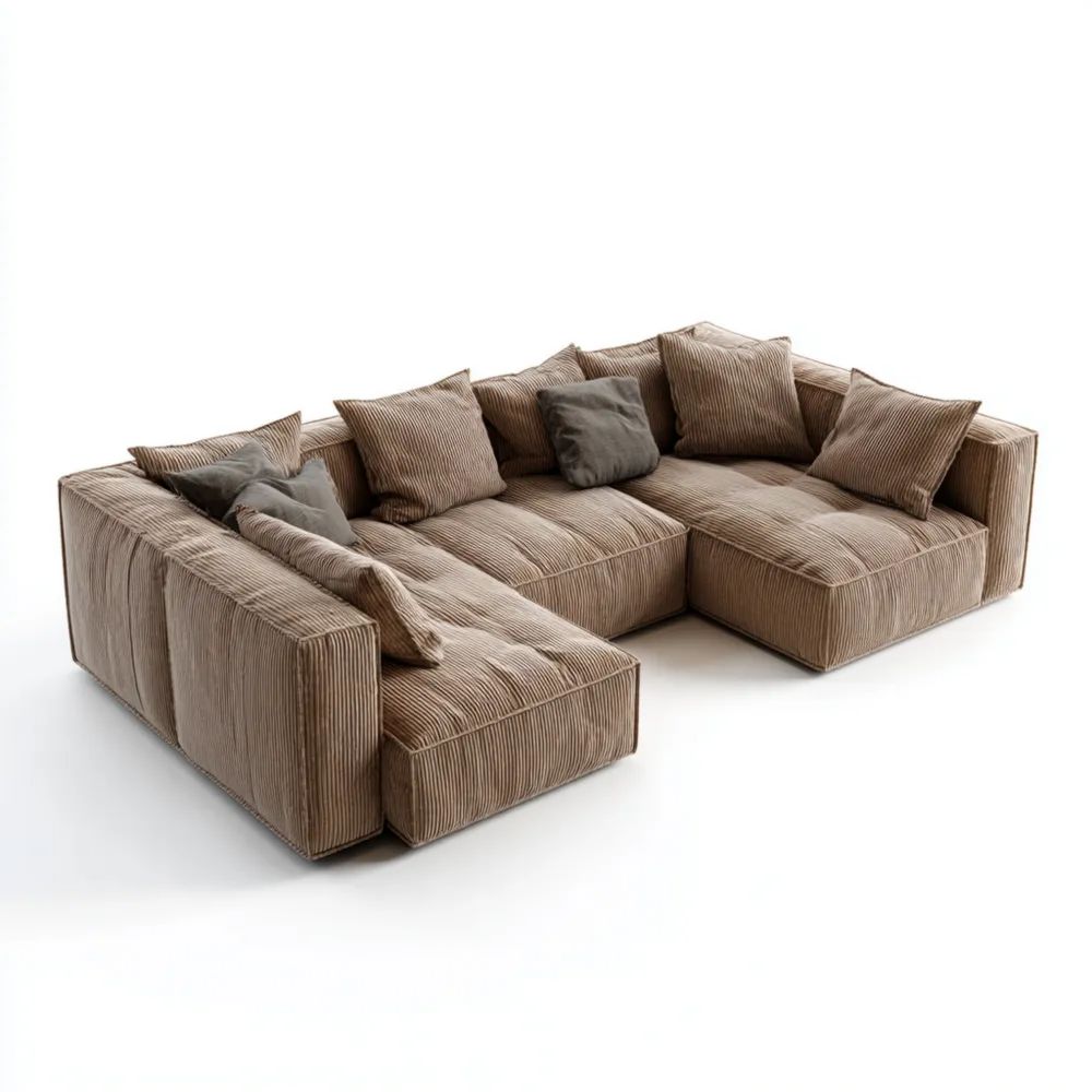 Ecksofa Cordstoff 290x230x90 cm – Braun – Moderner Stil