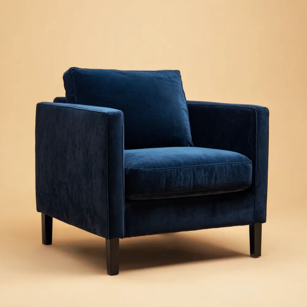 Sessel Samt 85x85x75 cm - Dunkelblau - Modernes Design