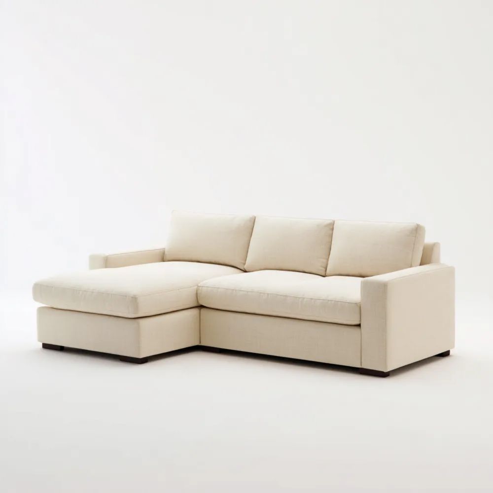 Ecksofa Stoff 250x150x85 cm – Creme – Modernes Design