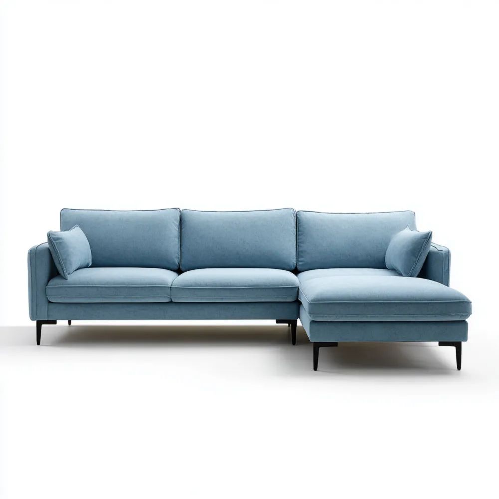 Ecksofa Stoff 280x160x85 cm – Hellblau – Moderner Stil