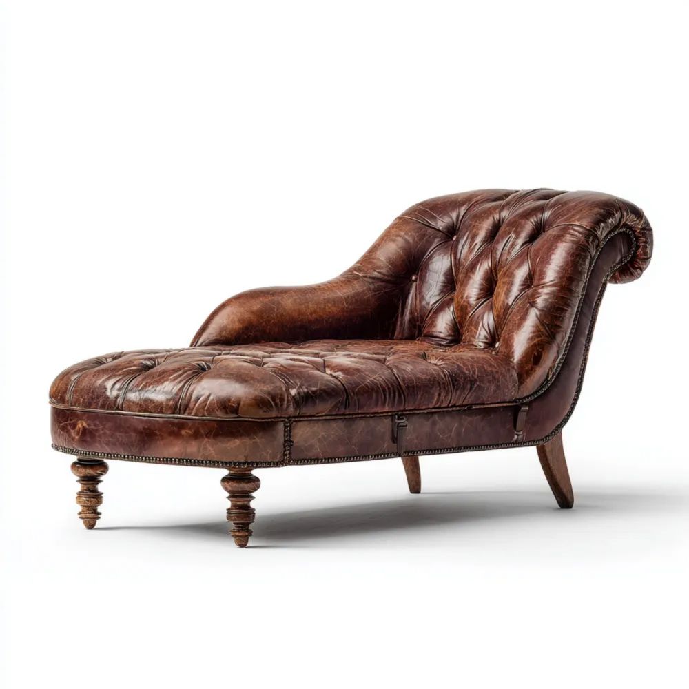 Chaiselongue Leder 160x80x85 cm – Braun – Klassisches Design