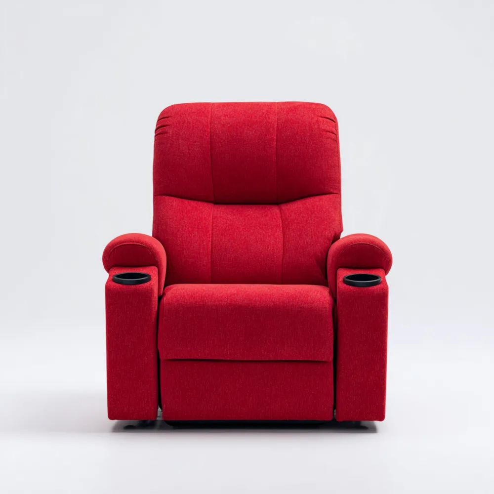 Relaxsessel Stoff Rot – Verstellbar mit Getränkehalter (80x90x100 cm)