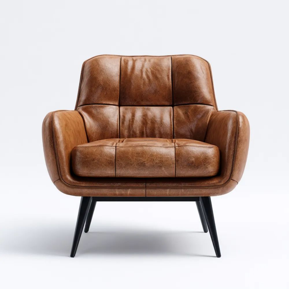 Ledersessel 90x85x75 cm - Braun - Vintage Design