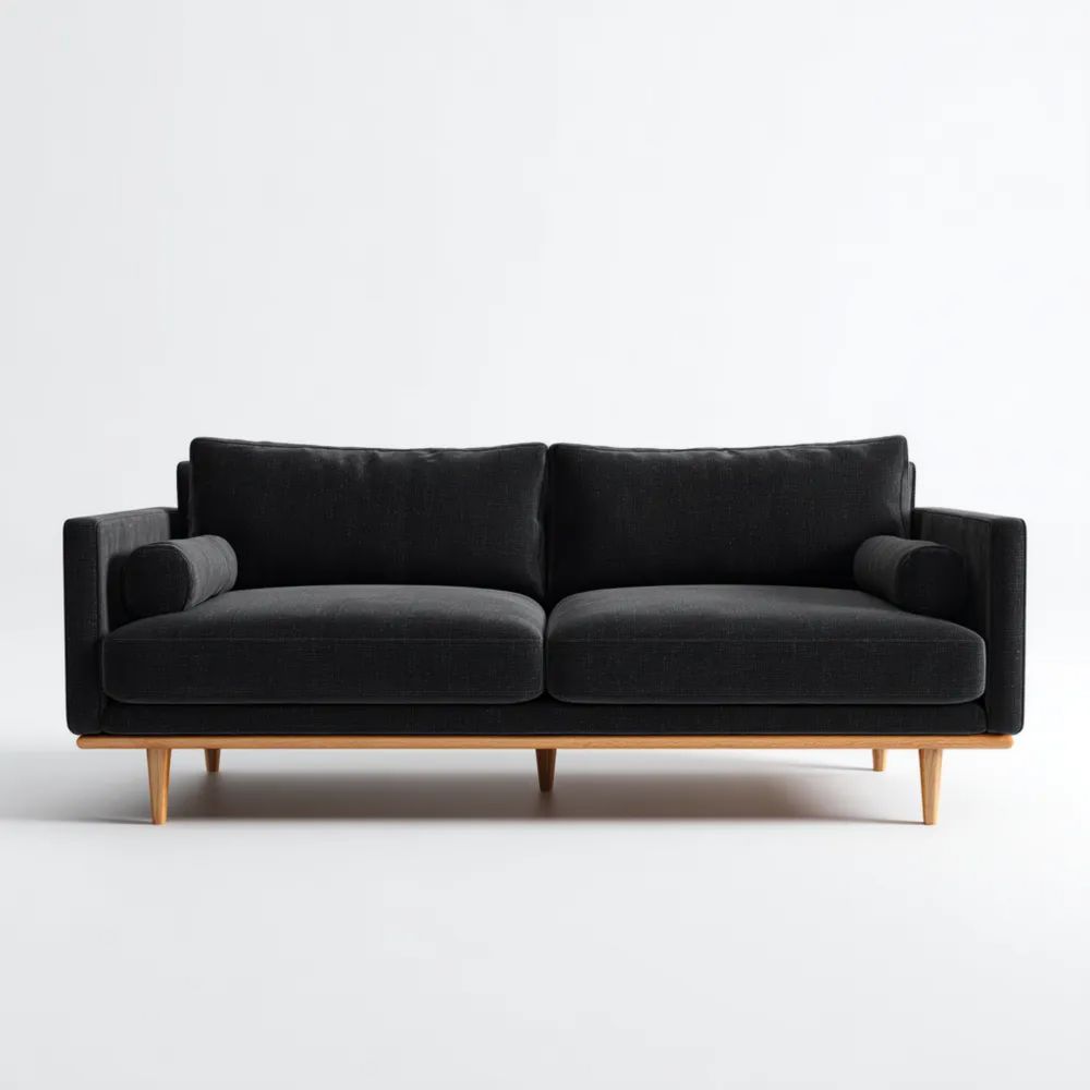 Divano a due posti in Tessuto 180x85x75 cm - Nero - Design Moderno