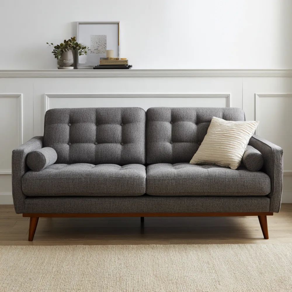 Divano a due posti in Tessuto 150x80x75 cm - Grigio Scuro - Design Moderno