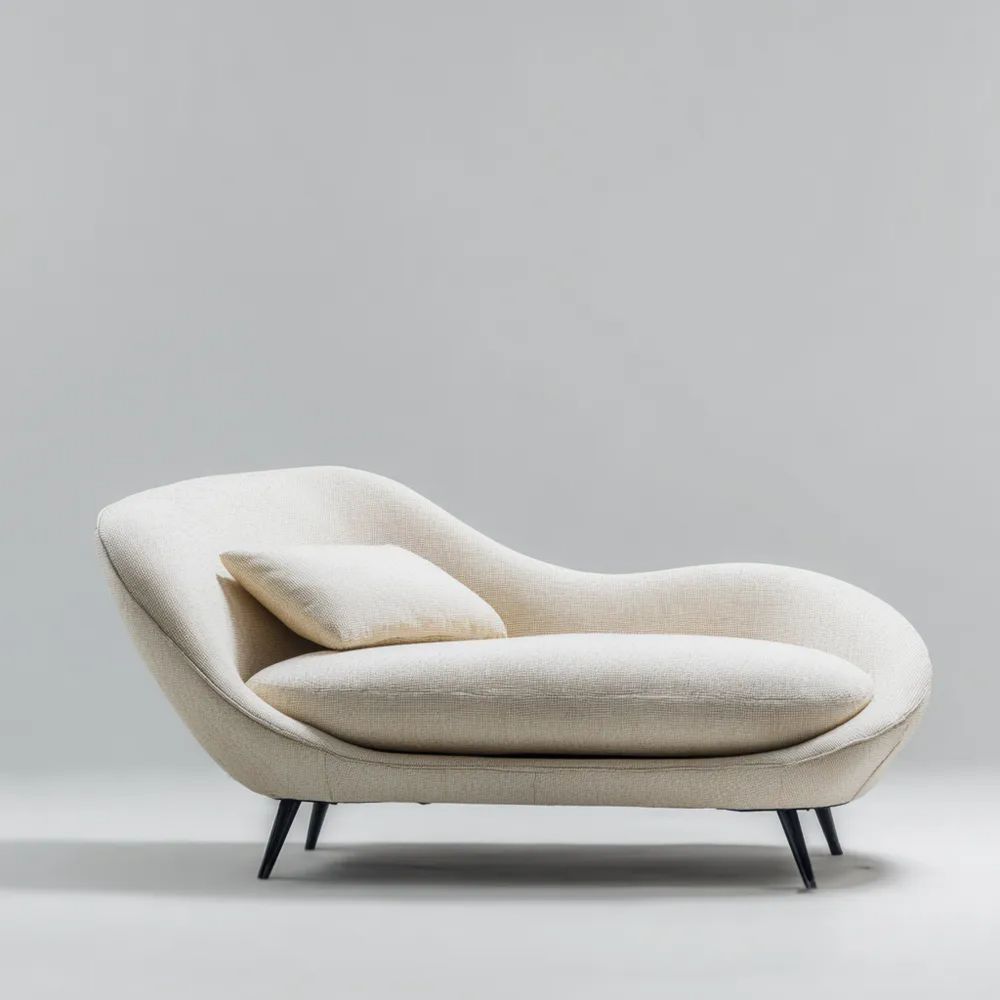 Chaise Longue Tessuto Moderno 200x90x80 cm - Crema