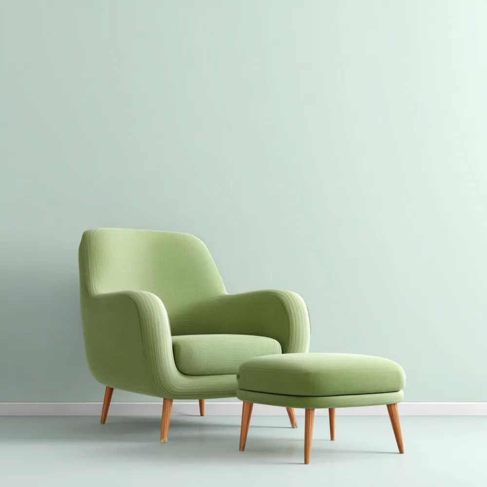 Poltrona Relax in Tessuto Verde con Poggiapiedi - 70x80x90 cm e 50x40x40 cm - Design Moderno