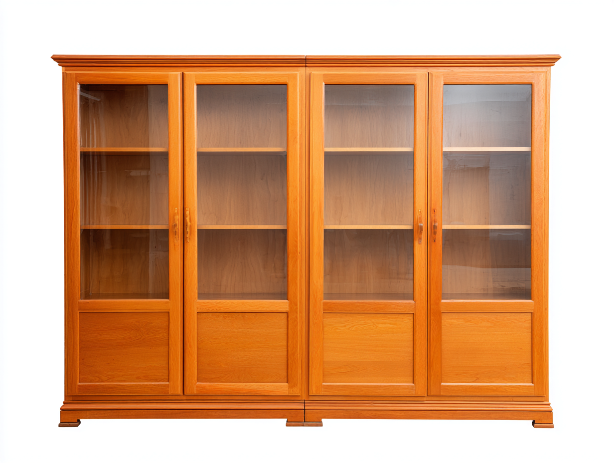 Vitrine en bois avec portes vitrées 220x45x200 cm - bois clair - exposition et rangement pour séjour