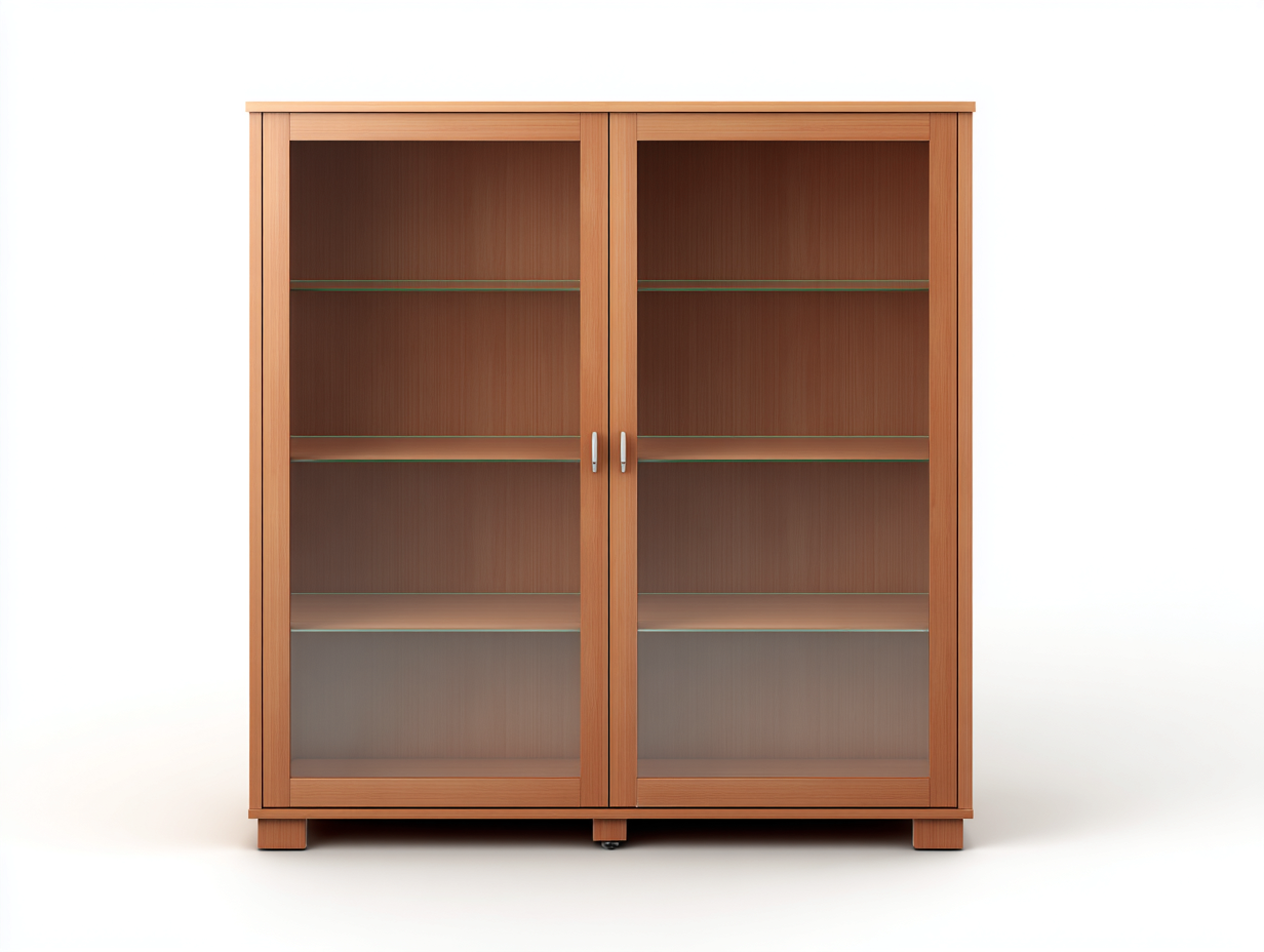 Vitrine en bois avec portes vitrées 120x40x150 cm - bois clair - exposition et rangement pour séjour