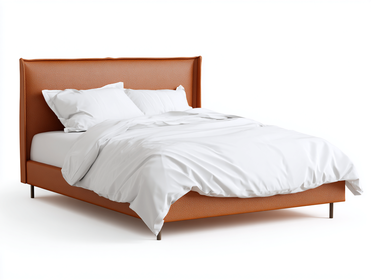 Lit double tapissé cuir synthétique 210x170x105 cm - marron - design contemporain