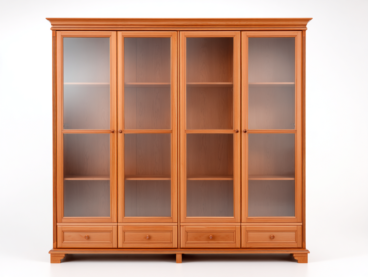 Vitrine en bois avec portes vitrées 200x45x210 cm - bois clair - exposition et rangement pour séjour