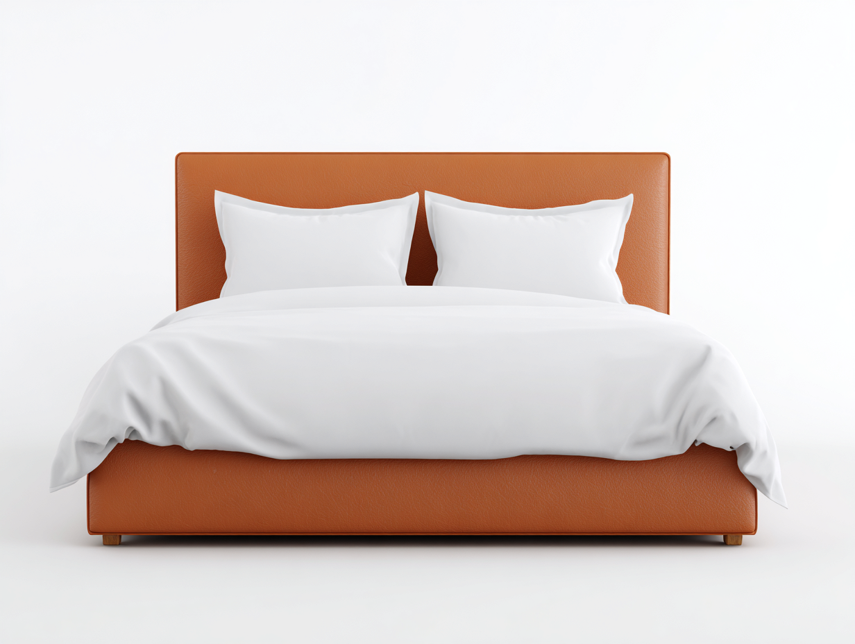 Lit double tapissé cuir synthétique 210x170x100 cm - marron - design moderne