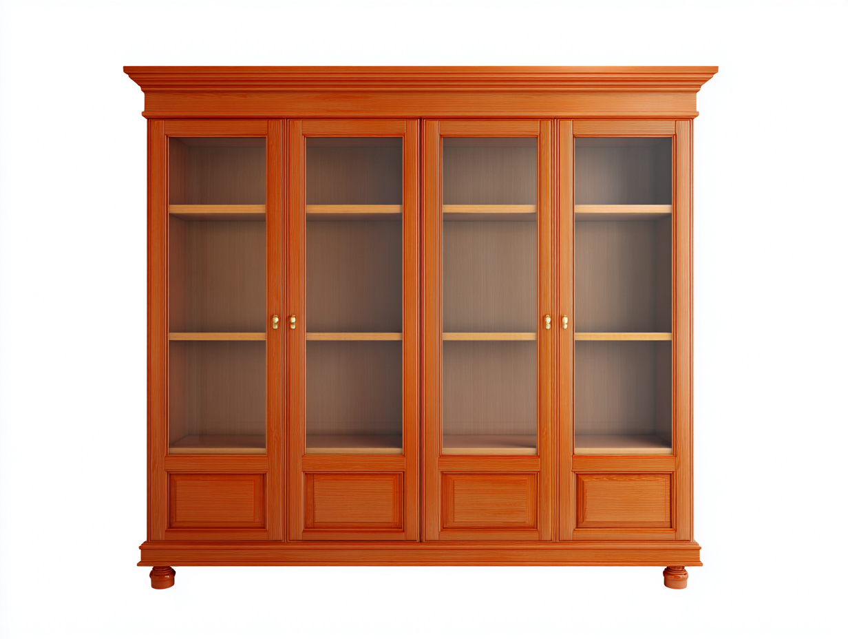 Vitrine en bois avec portes vitrées 180x45x200 cm - bois clair - exposition et rangement pour séjour