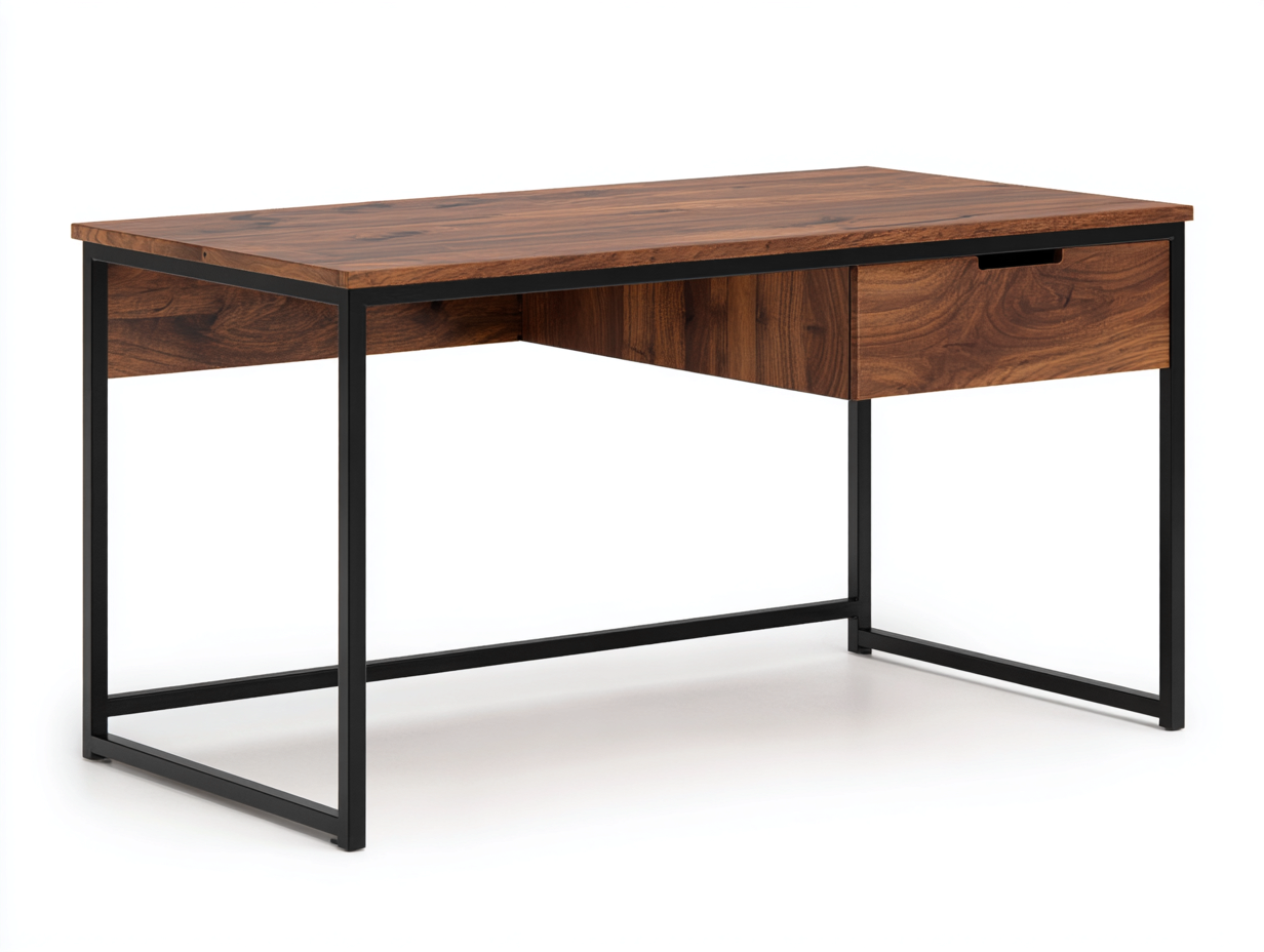 Bureau en bois avec tiroirs 160x70x75 cm - noyer - poste de travail pour bureau et intérieur élégant