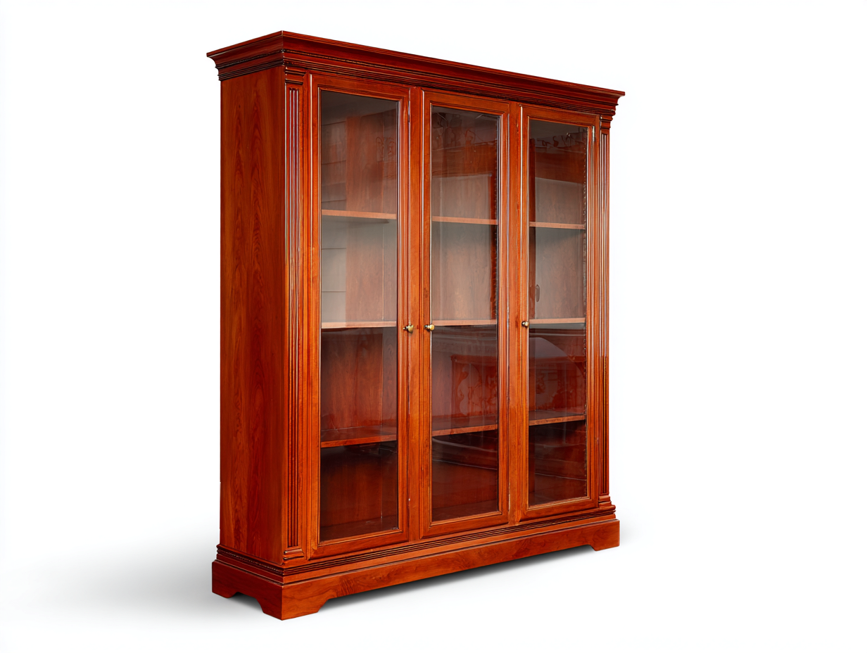 Vitrine en bois avec portes vitrées 160x45x200 cm - bois foncé - exposition et rangement pour séjour