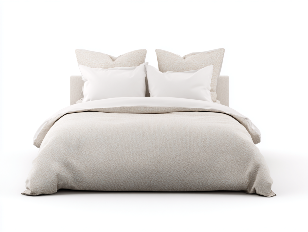 Lit double tapissé tissu 210x170x105 cm - beige - design contemporain