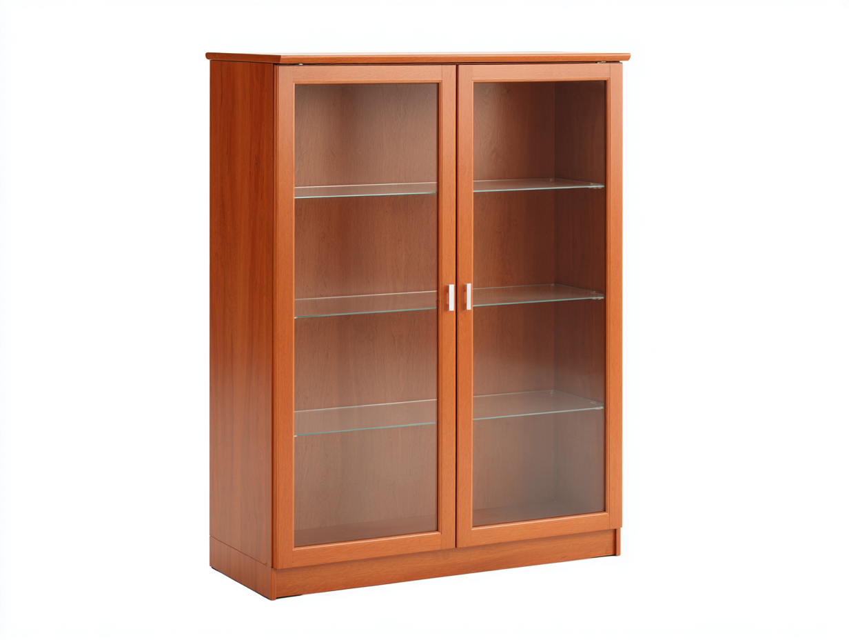 Vitrine en bois avec portes vitrées 90x40x150 cm - bois clair - exposition et rangement pour séjour