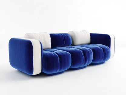 Canapé 3 places en tissu 225x100x78 cm - bleu - style sculptural-Loftuply