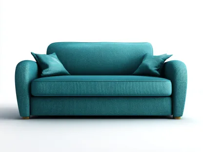 Canapé 2 places en tissu 165x88x80 cm - bleu canard - lignes douces-Loftuply