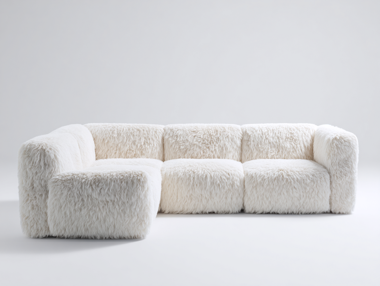 Canapé 3 places en tissu 218x98x80 cm - écru - style cocooning-Loftuply