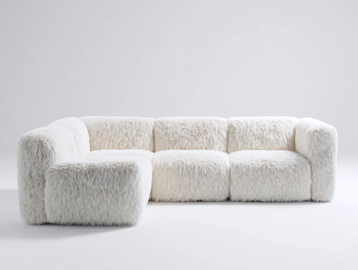 Canapé 3 places en tissu 218x98x80 cm - écru - style cocooning-Loftuply