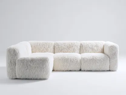 Canapé 3 places en tissu 218x98x80 cm - écru - style cocooning-Loftuply