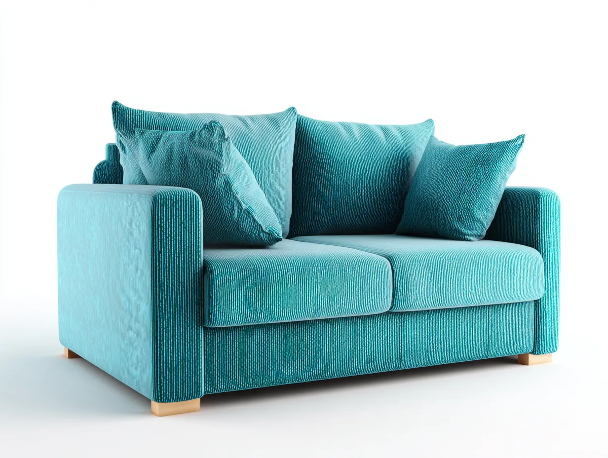 Canapé 2 places en tissu 160x90x82 cm - bleu canard - style contemporain-Loftuply