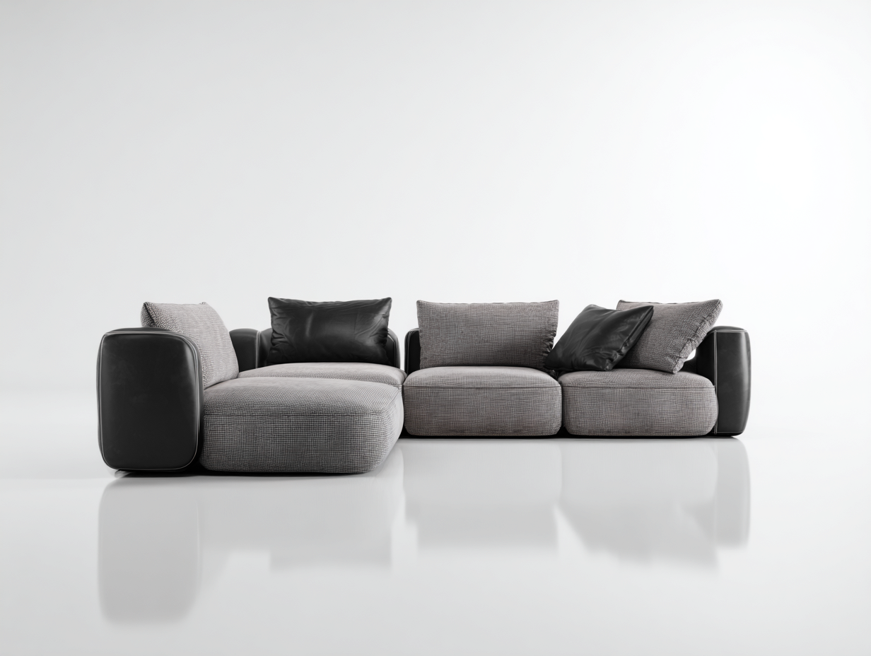 Canapé 3 places en tissu 228x110x82 cm - gris foncé - style modulable-Loftuply