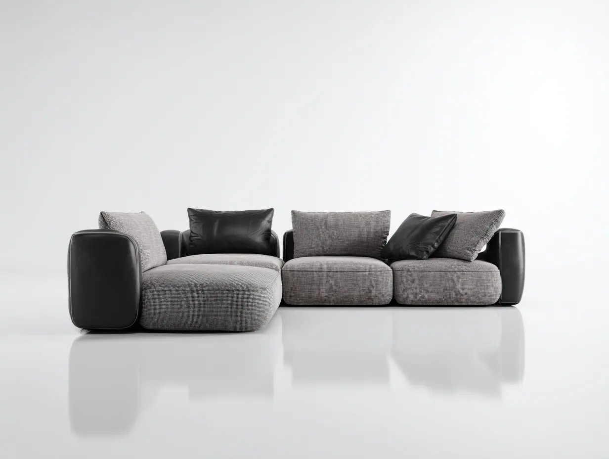 Canapé 3 places en tissu 228x110x82 cm - gris foncé - style modulable-Loftuply