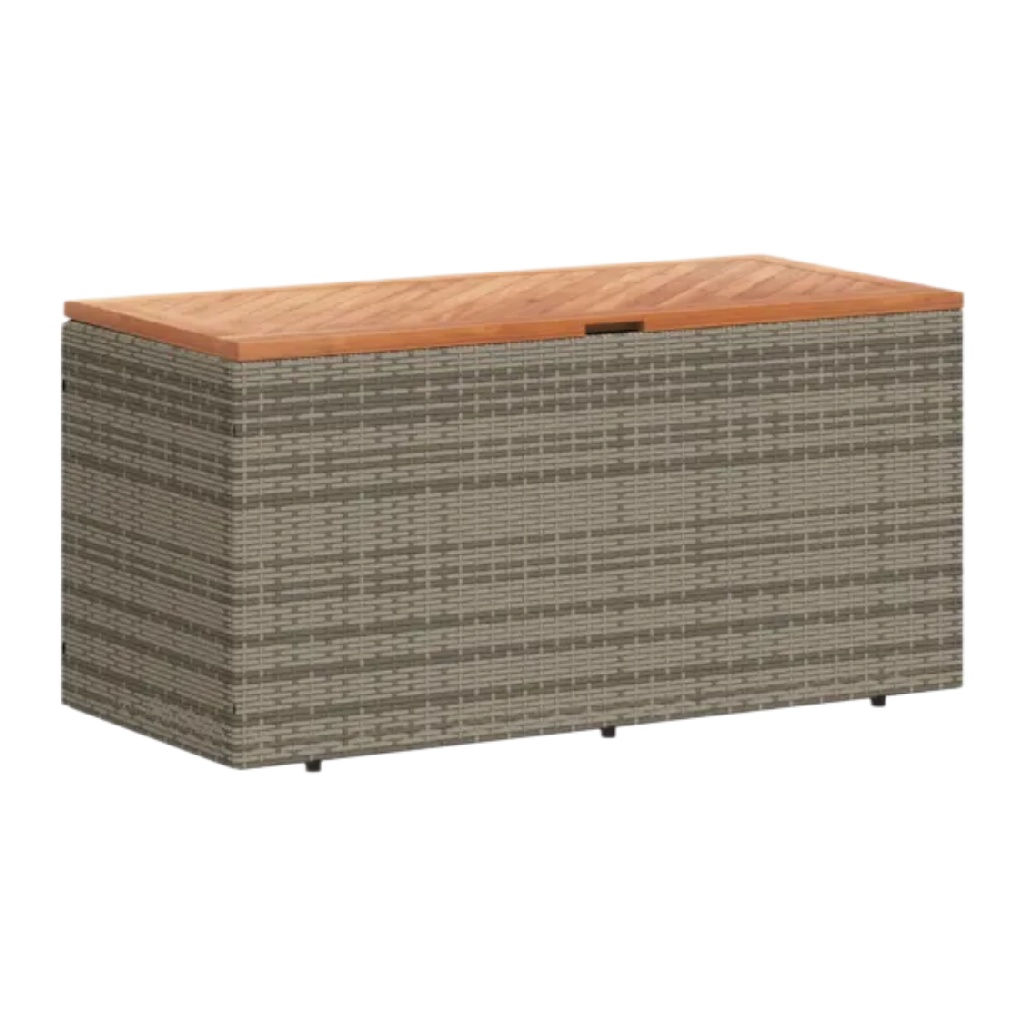 Coffre de rangement en résine tressée et bois pour extérieur - 120 x 50 x 60-menuisierzen