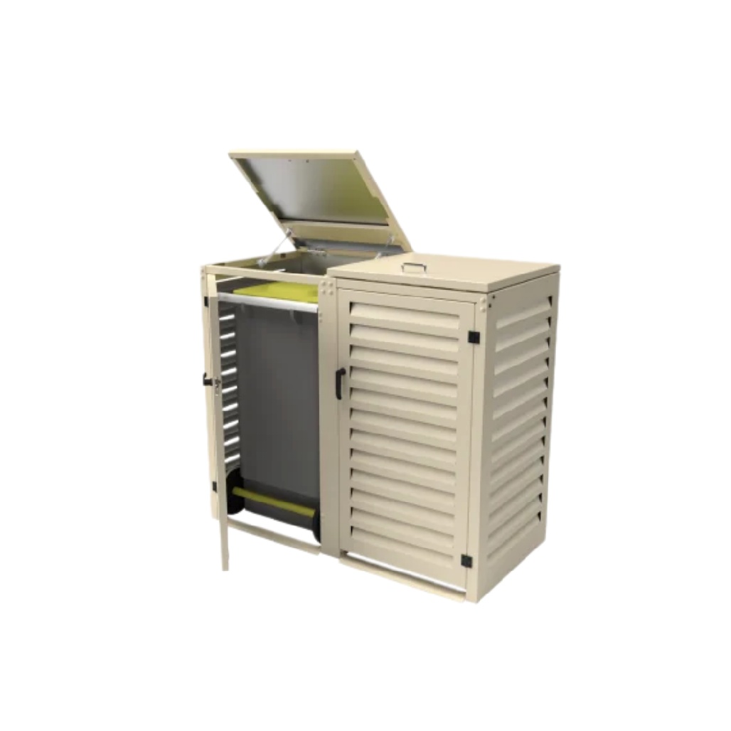 Bac à ordures extérieur en métal avec couvercle - 40 x 30 x 90-menuisierzen