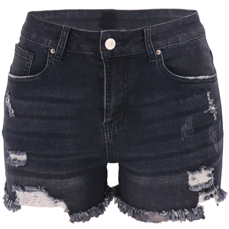New Ready-Made Four-Color Ripped High-Waist Women'S Denim Shorts