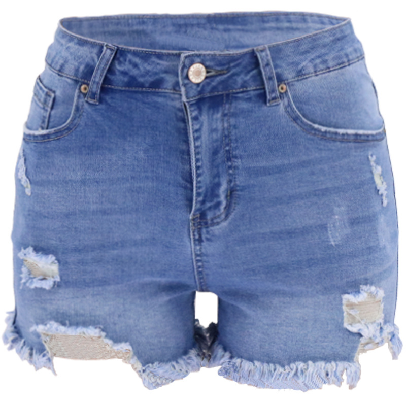 New Ready-Made Four-Color Ripped High-Waist Women'S Denim Shorts