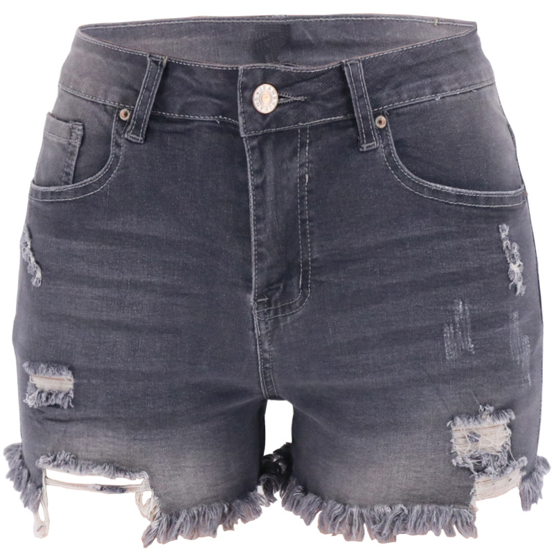 New Ready-Made Four-Color Ripped High-Waist Women'S Denim Shorts