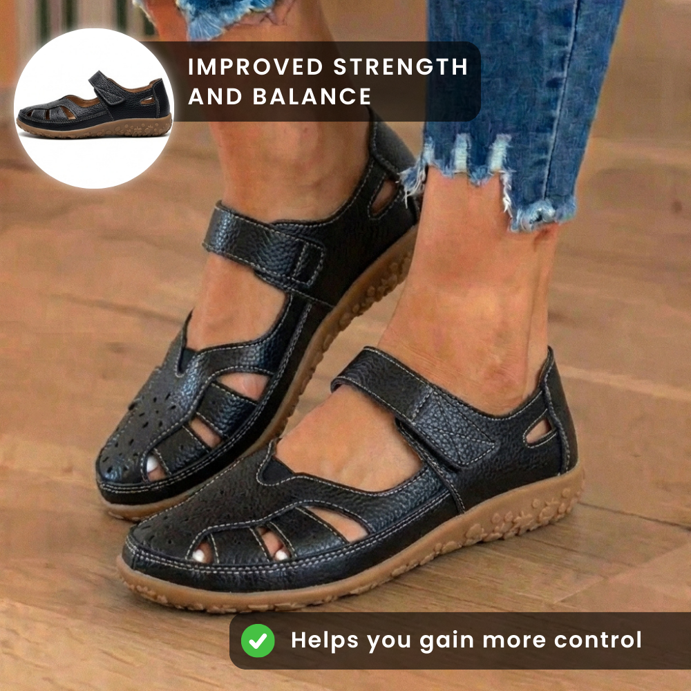 🔥LAST DAY 60% OFF🔥 Orthopedic Leather Mary Jane Sandals - Perforated Design & Grip Sole