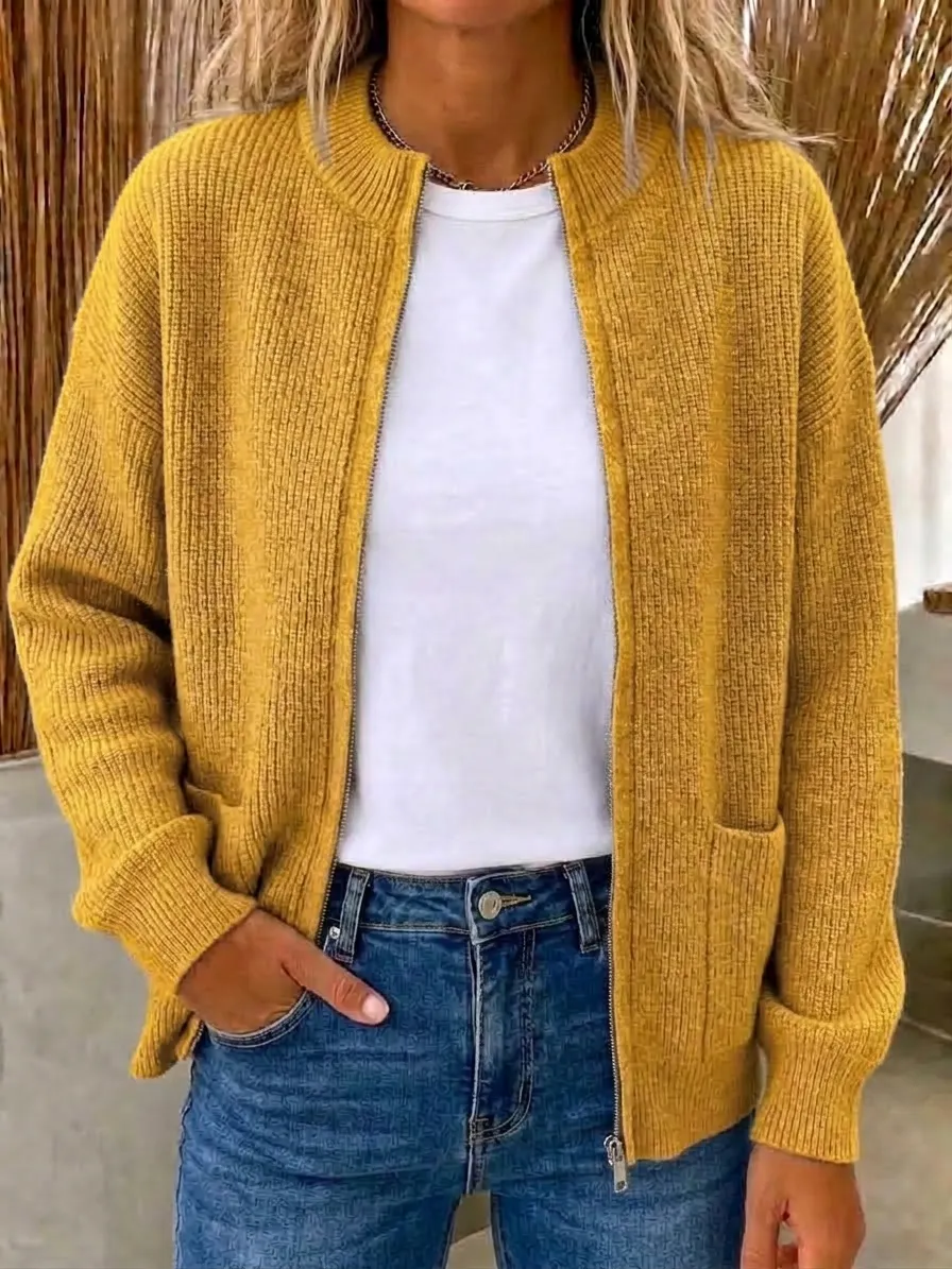 Women's Ultra-Soft Zip-Front Knitted Cardigan Jacket