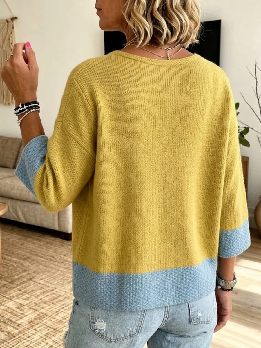 Women's Cozy Color-block Knit Cardigan