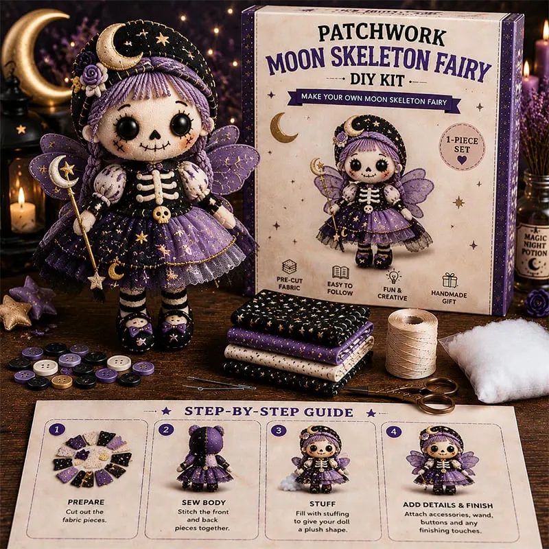 🎃 Patchwork Skeleton Witch Girl DIY Kit