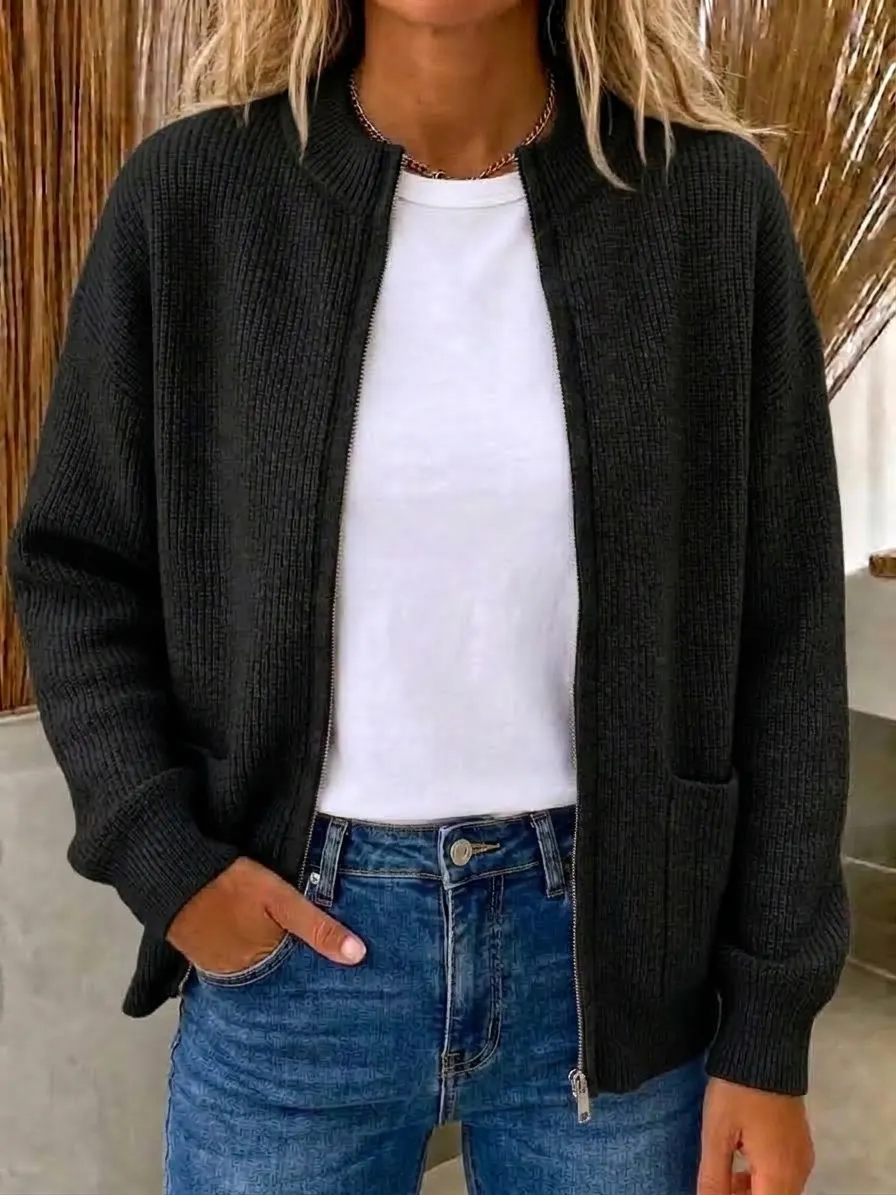Women's Ultra-Soft Zip-Front Knitted Cardigan Jacket