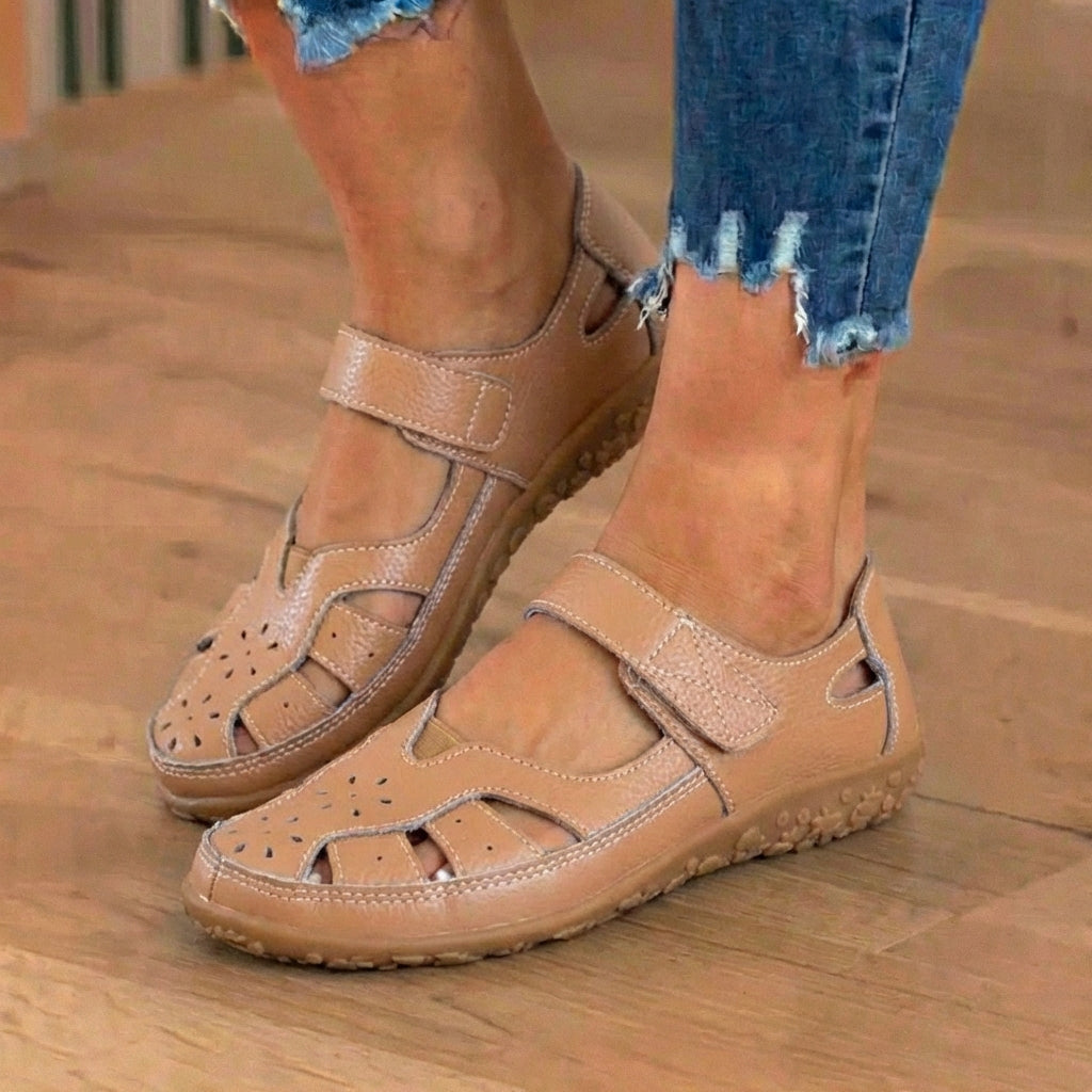 🔥LAST DAY 60% OFF🔥 Orthopedic Leather Mary Jane Sandals - Perforated Design & Grip Sole