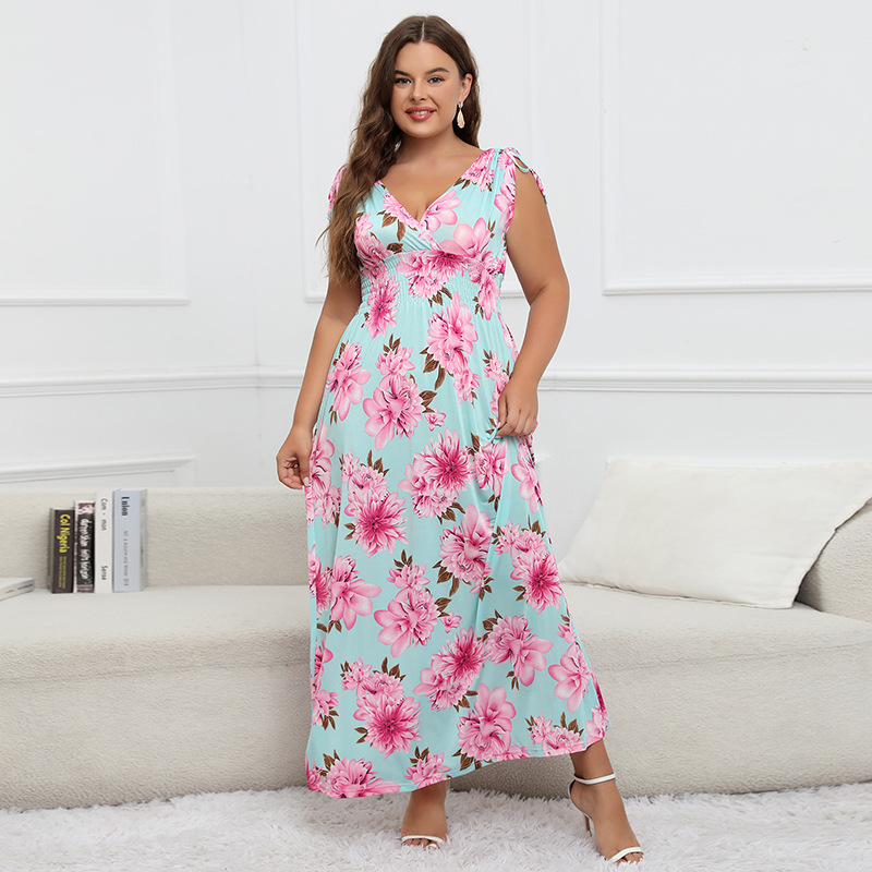 Cross-Border American Best-Selling 2025 New Elegant And Stylish Large Size Dress Sleeveless Fat Mm Long Skirt 200 Pounds Can Be Worn
