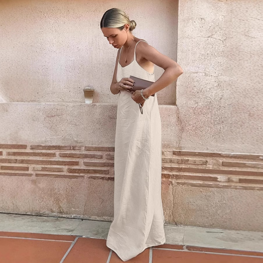 2026 New Women's Cotton Linen Casual Camisole Dress