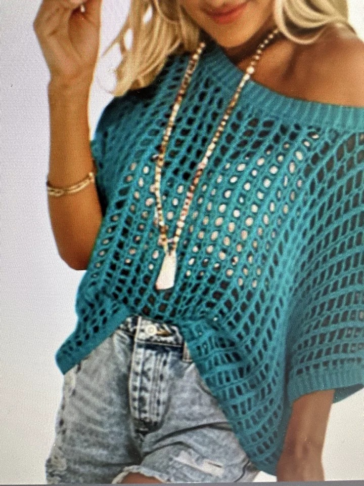 2025 Spring And Summer Round Neck Sweater Casual Knitted Hollow Anti-Snatch Top