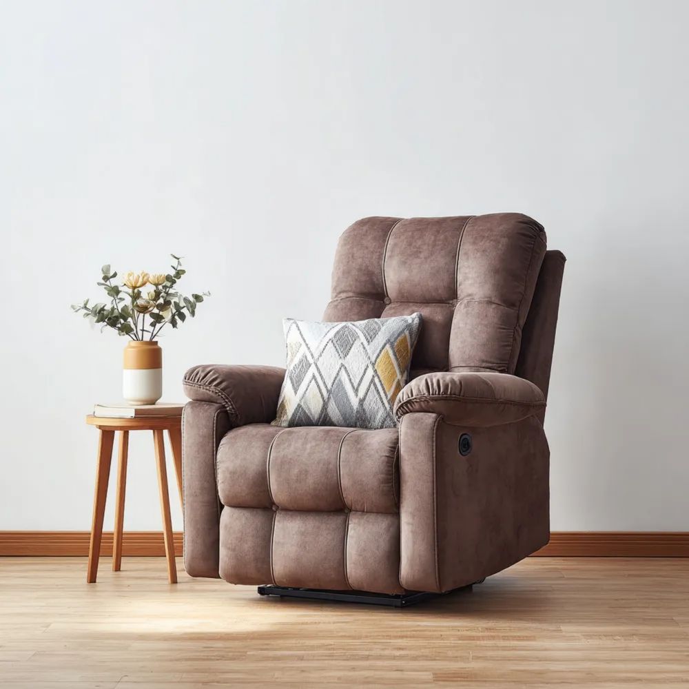 Poltrona reclinabile in tessuto morbido 75x90x100 cm - Marrone - Design moderno-vivahomia