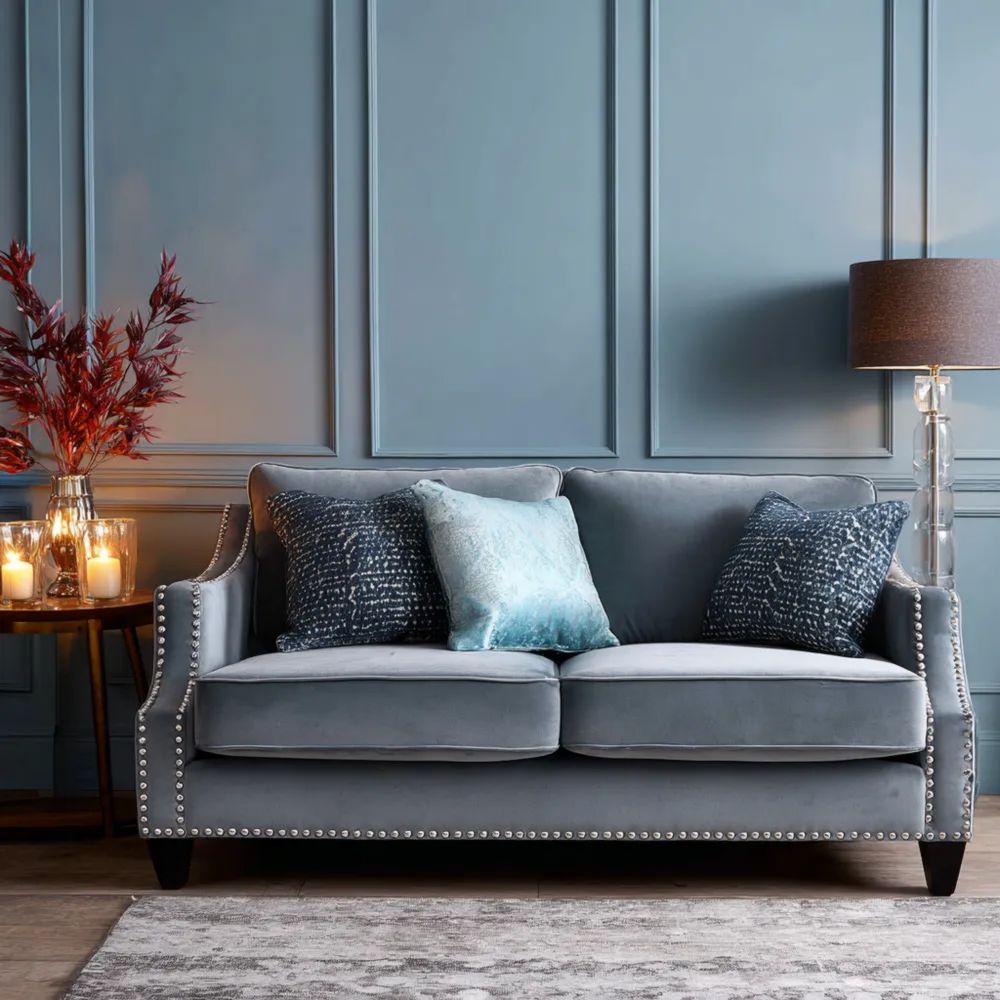 Divano a due posti in velluto 150x85x90 cm – Grigio Scuro – Stile elegante-vivahomia