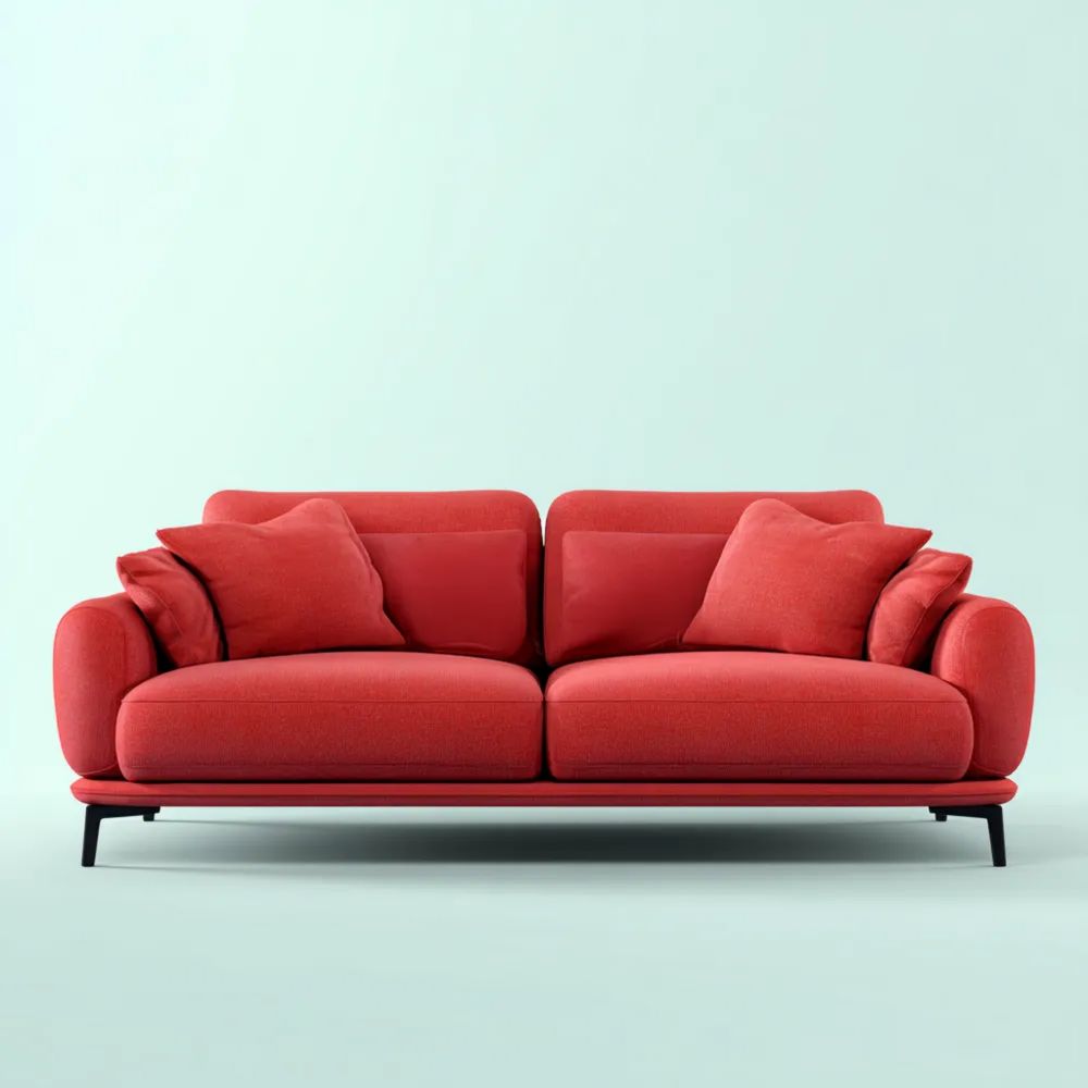 Divano a due posti - Tessuto - 160x90x85 cm - Rosso - Design Moderno-vivahomia