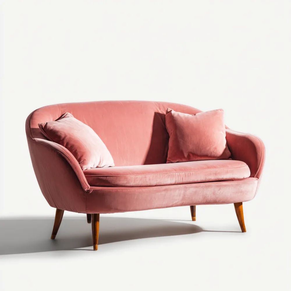 Divano a due posti in Velluto 150x85x90 cm - Rosa - Design Vintage-vivahomia