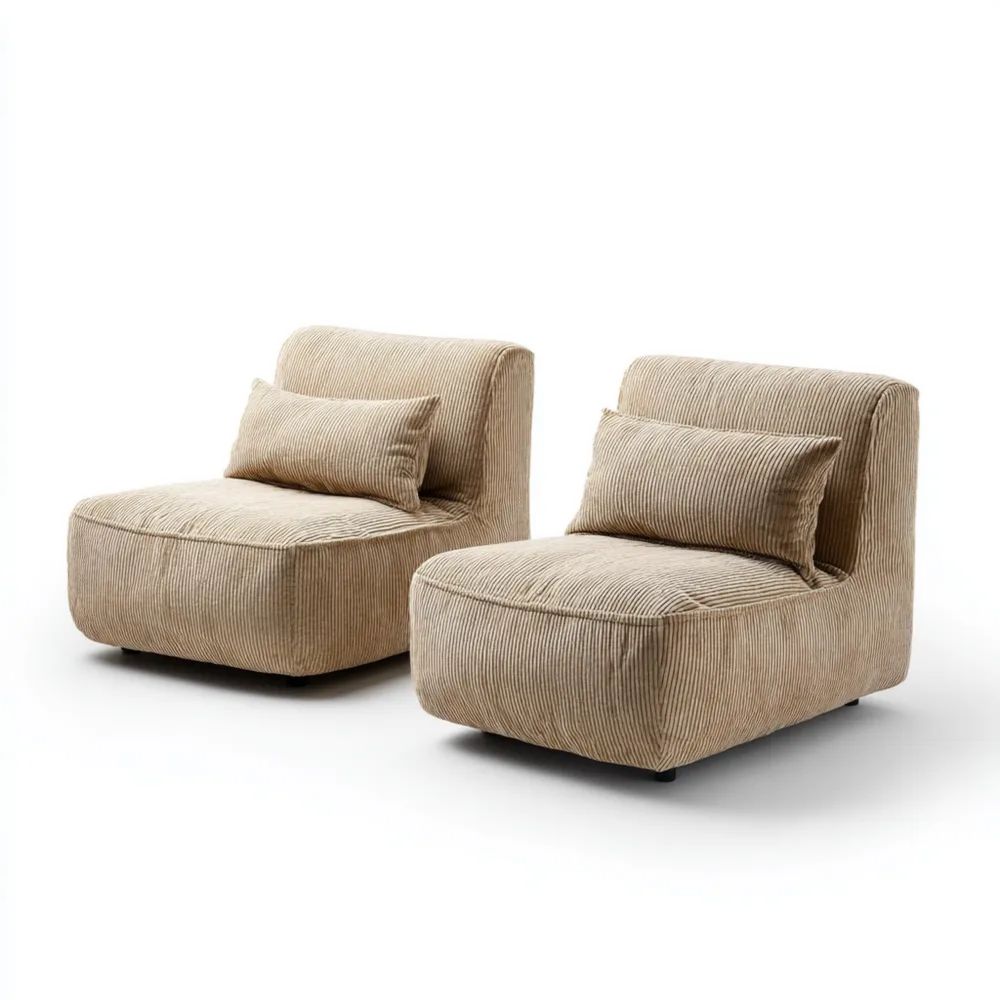 Set di poltrone lounge 65x80x70 cm rivestite in velluto a coste - Beige - Design moderno-vivahomia