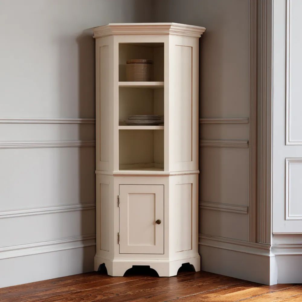 Armadio ad Angolo in Legno 190x50x37 cm - Crema - Design Classico-vivahomia