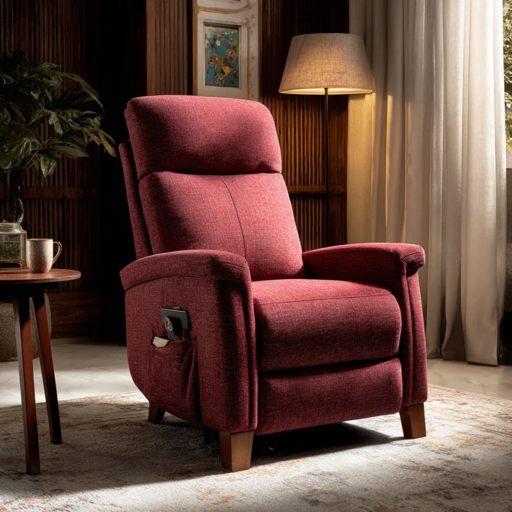 Poltrona relax imbottita in tessuto 85x90x105 cm - Borgogna-vivahomia